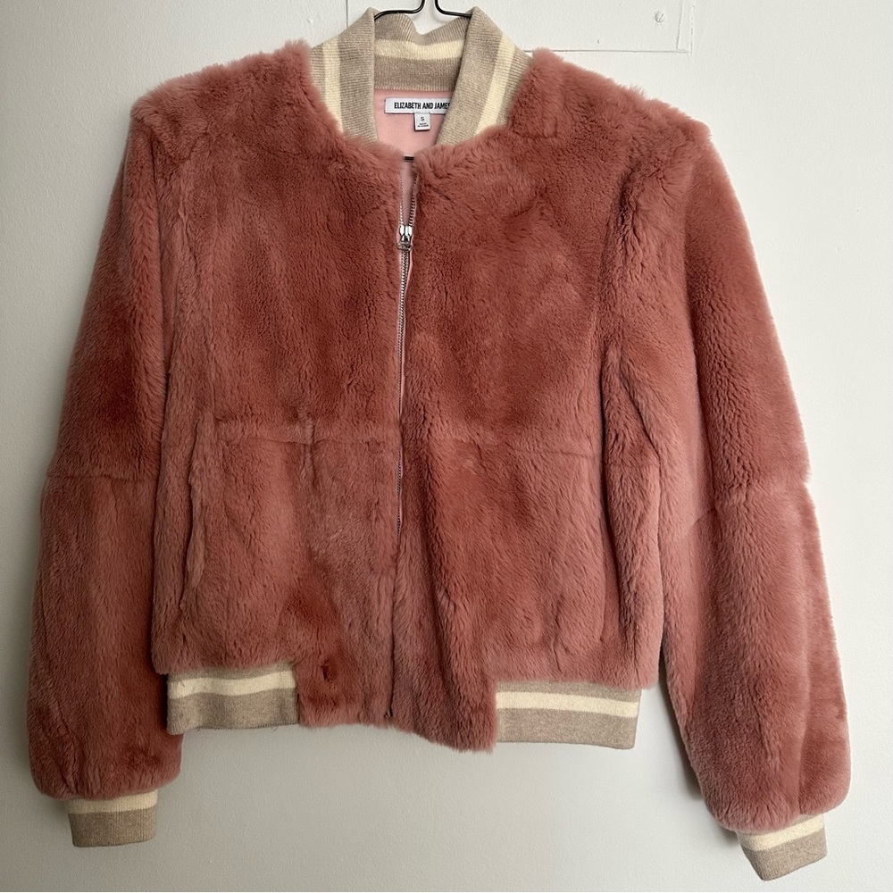 Elizabeth & James Pink Rabbit Fur Jacket